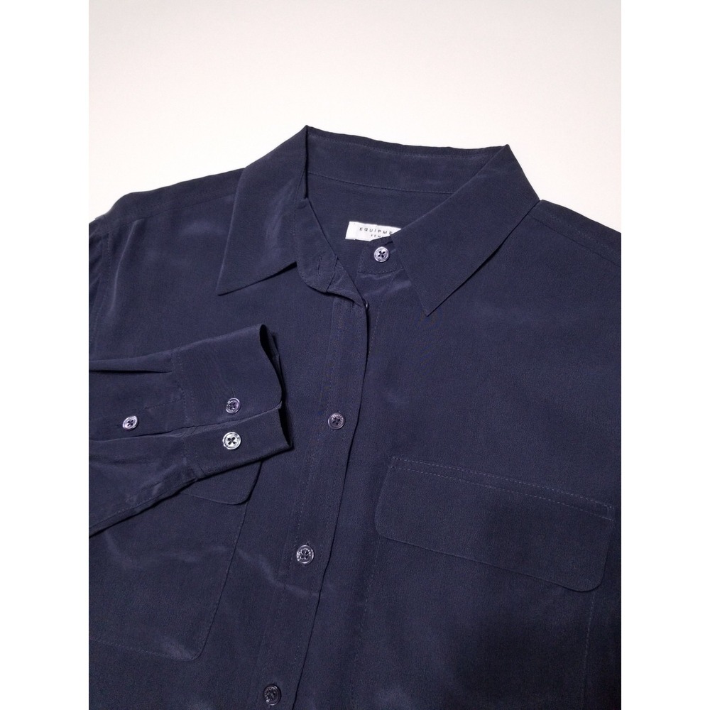 NWT Equipment Signature Silk Shirt Blouse Peacoat Navy Size XS $218 - Picture 11 of 16